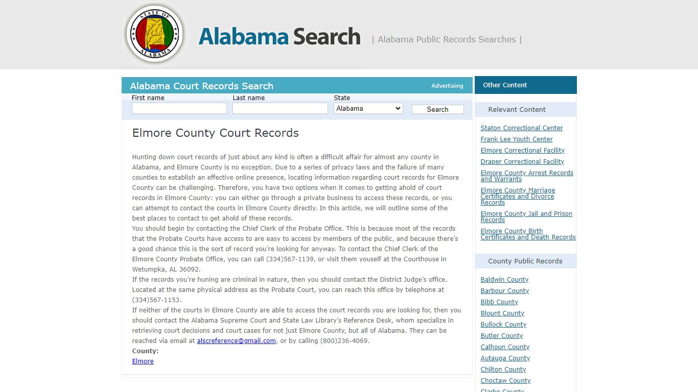 Elmore County Court Records | Alabama - AL Search