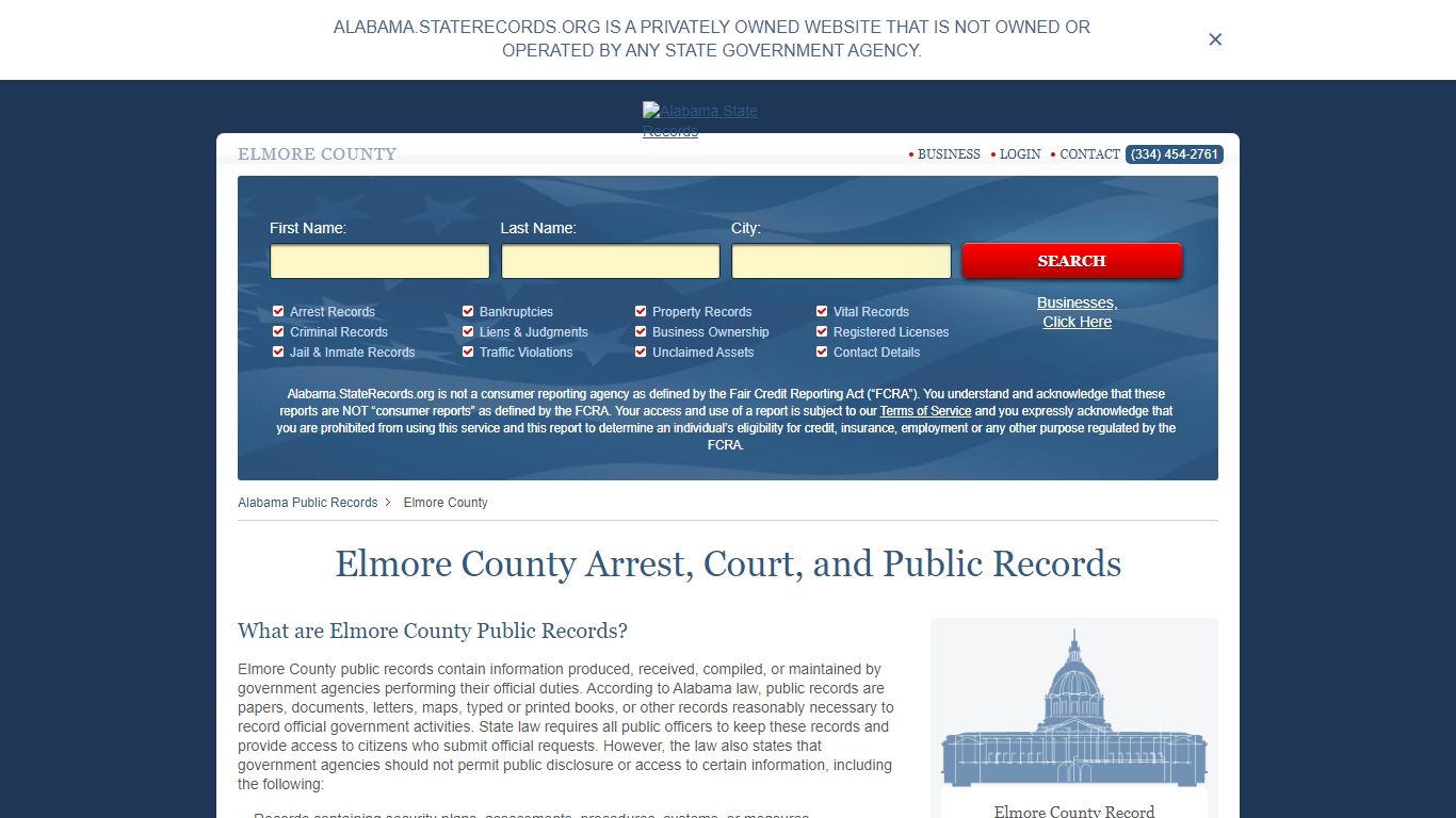 Elmore County Arrest, Court, and Public Records