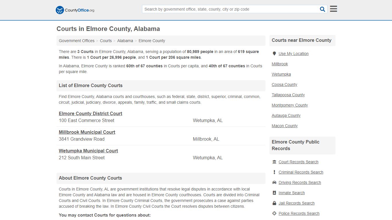 Courts - Elmore County, AL (Court Records & Calendars)